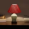 Devansh Conical Maroon Jute Shade Lamp With Wood & Mosaic Glass Base For Decoration/Office/Home/Gifting/Study For Decoration/Office/Home/Gifting/Study -(10X10X14.5) Inches -A