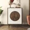 Satsuki Solid Wood Bar Cabinet (White & Walnut Finish)