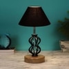 Logan Black cotton Table lamp with Wood & Iron Base