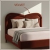 Elaris Curve Comfort Queen Size Bed in velvet With Engineer Wood Frame & Hydraulic Storage