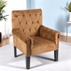 Arista Sheesham Wood Set of 2 Accent Chair in Taupe Brown Velvet Upholstery