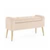 Doe Buck Upholstered Storage Bench in Beige Colour with Gold Legs