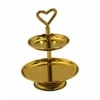 Metalsmith Two Tier Serveware Stand with Heart Handle Gold Finish