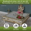 D'Dass White Mdf and Sheesham Wooden Pooja Chowki With Drawer