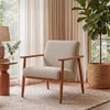 Arles Solid Wood Armchair In Natural Acacia Finish with Stone Boucle Colour