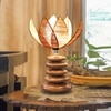 Devansh Lotus Bamboo  Table Lamp With Wood Pebble Lamp (12X12X17.25) Inches