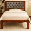 Buttoned Solid Wood Non Storage Single Bed in Provincial Teak Finish