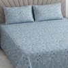 Kavi Blue Floral 400 TC Cotton Flat Double Queen Size Bedsheet with 2 Pillow Covers – Threads