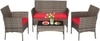 Carry Bird Wicker Patio Furniture Accessorie 4 Seater Sets In Grey And Red Colour