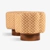 Taal Solid Wood Pouf Set of Two in Beige Colour