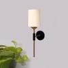 Devansh Metal Electric Wall Light in Black Colour with off-white Shade Count of 1 Light