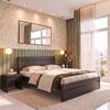 Basel Solid Wood King Size Non Storage Bed In Dark Chestnut Finish