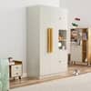 Hexa Red Wooden 4 Door Wardrobe with Hanging Space in Frosty White Colour