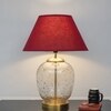 SECRET Water Droplets On Glass and Brass Finish Metal Large Table Lamp With Maroon Cotton Shade