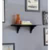 Solid Wood Fixed Bracket Wall Shelf in Black Colour