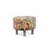 Rosslyn Solid Wood Ottoman Pouffee in Multi Colour Israel Print Kantha fabric