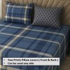 Multicolor Blue Shade Geometric 400 TC Cotton Flat Super King Size Bedsheet With 2 Pilllow Covers