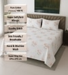 White Floral 400 TC Cotton Flat Super King Size Bedsheet With 2 Pilllow Covers From Threads
