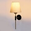 Devansh Metal Electric Wall Light in Black Colour with off-white Shade Count of 1 Light