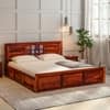 Rangrez Sheesham Wood Queen Size Bed in Honey Oak Finish with Box Storage