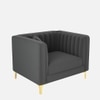 Texude Velvet 1 Seater Sofa in Dark Grey Colour