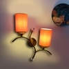 Devansh Metal Electric Wall Light in Gold Colour with Orange Shade Count of 2 Lights