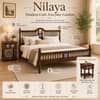 Nilaya Sheesham Wood Queen Size Non Storage Bed in Provincial Teak Finish