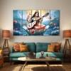The Castle Decor Goddess Saraswati Wall Painting Wooden Framed 27x48 Inch (Style 5)