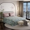 Stoa Paris Super King Size Cotton Bedsheet with 2 Pillow Covers  Size Wild Magnolia Blue