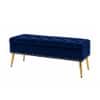 Doe Buck Velvet Tufted Storage Bench in Blue Colour with Gold Legs