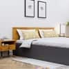 Hexa Engineered Wood Modern Queen Bed With Headboard With Storage In Frosty White And Giant Wood