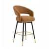 Doe Buck Mixoy Velvet Bar Stool in Emerald Brown Colour with Gold Accents