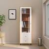 Hexa Engineered Wood Bookshelf Multipurpose Storage Rack in Giant Wood and Frosty White Colour