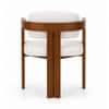 Burbon Solid Wood Upholstered Dining Chair in Teak Finish