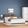 Riley Dual Tone Queen Size Box Storage Bed In White Finish