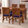Globally Indian Vikirana Solid Sheesham Wood 4 Seater Dining Table Set 4 Chairs Navy Blue