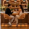 Doe Buck Luxury Tan Faux Leather Counter Height Bar Stool Chair with Black Metal Legs