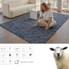 Modern Geometric Wool Silk Area Rug Charcoal Blue 4 x 6 Feet Handmade Carpet