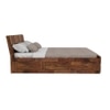 Meighen Platform Queen Size Storage Bed In Brown Finish