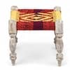 Hamilton Sheesham Wood 3 Seater Maachi Balcony Bench with 2 Stools in Multi Colour and Yellow