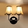 Devansh Dual Steel Metal  Wallmounted Lamp With Cotton Off-White Shade