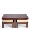 Irish Sheesham Wood 2 Seater Coffee Table Set In Walnut Finish