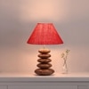 Devansh Pink Jute Table Lamp With Wood  Pebble Lamp  (10X10X15) Inches