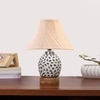 Devansh Off-White Cotton Shade Cross Pleated Lamp With Wood & Mosaic Glass Base For Decoration/Office/Home/Gifting/Study For Decoration/Office/Home/Gifting/Study