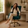 Doe Buck Swen Luxury Teal Tufted Velvet Office Chair