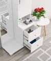 Hexa Red Wooden Dressing Table in Frosty White Colour
