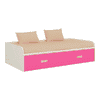 Celestia Engineered Wood Bed in Ivory Barbie Pink Colour