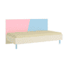 Fiona Engineered Wood Non Storage Bed in English Pink Sky Blue Colour