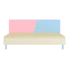 Fiona Engineered Wood Non Storage Bed in English Pink Sky Blue Colour