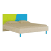 Fiona Engineered Wood Non Storage Bed in Lime Yellow Azure Blue Colour
